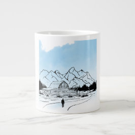 Minimalist Winter Mountain Adventure Jumbo Mug Grote Koffiekop