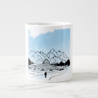 Minimalist Winter Mountain Adventure Jumbo Mug Grote Koffiekop