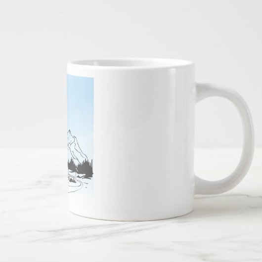 Minimalist Winter Mountain Adventure Jumbo Mug Grote Koffiekop (Rechts)