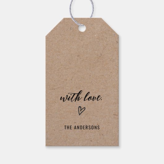 Minimalist With Love Kraft  Cadeaulabel (Voorkant)