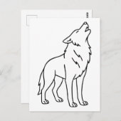 Minimalist Wolf Line Art – Howling Wildlife  Briefkaart (Voorkant / Achterkant)