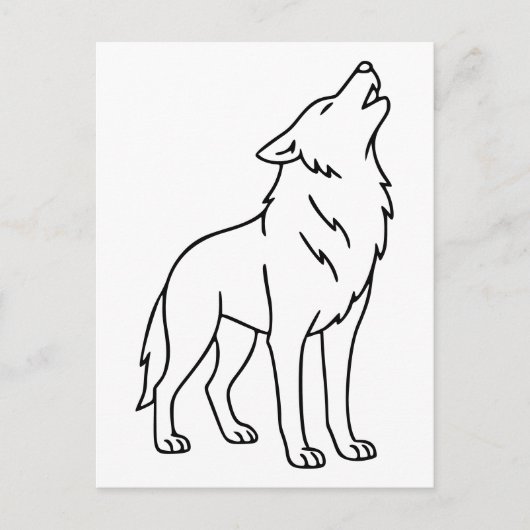 Minimalist Wolf Line Art – Howling Wildlife  Briefkaart (Voorkant)