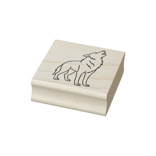 Minimalist Wolf Line Art – Howling Wildlife Rubberstempel (Stempel)