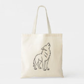 Minimalist Wolf Line Art – Howling Wildlife Tote Bag (Achterkant)