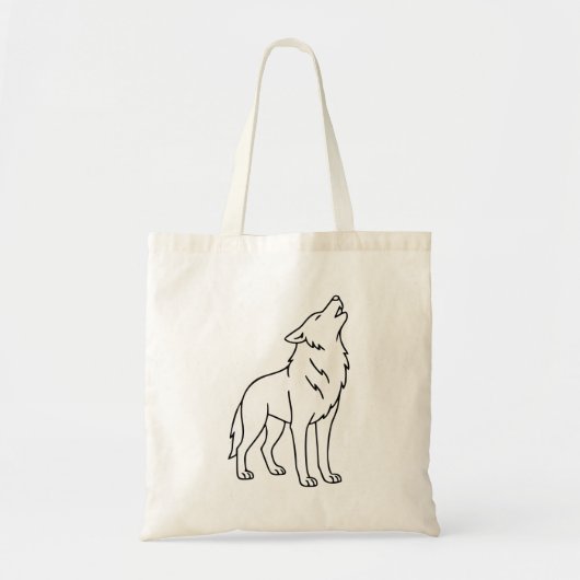Minimalist Wolf Line Art – Howling Wildlife Tote Bag (Voorkant)