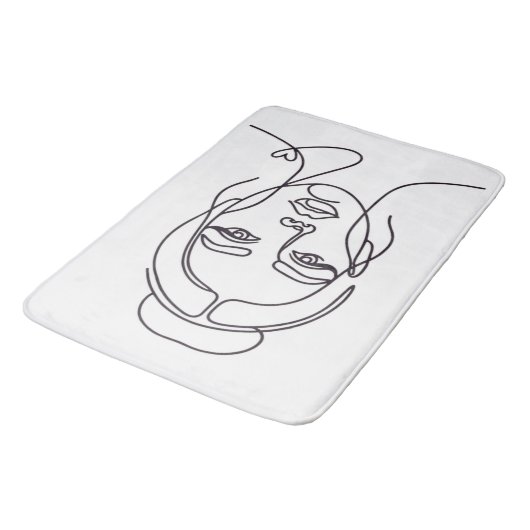 Minimalist Woman Face Line Art Bath Mat (Gekanteld)