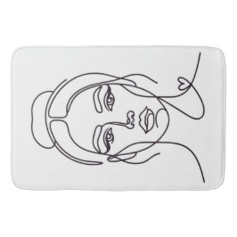 Minimalist Woman Face Line Art Bath Mat