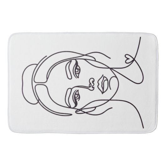 Minimalist Woman Face Line Art Bath Mat (Voorkant)