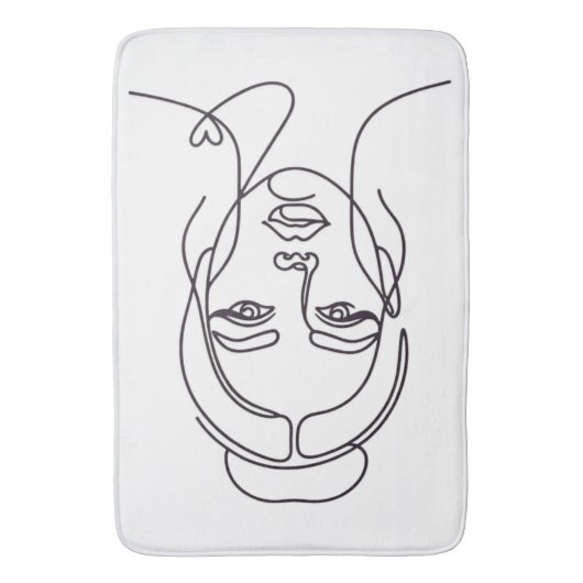 Minimalist Woman Face Line Art Bath Mat (Voorkant Verticaal)