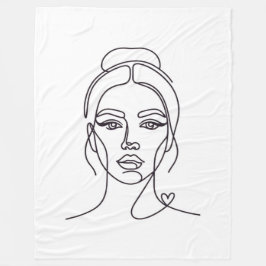 Minimalist Woman Face Line Art Fleece Blanket Deken