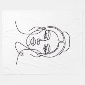Minimalist Woman Face Line Art Fleece Blanket Deken (Voorkant (Horizontaal))