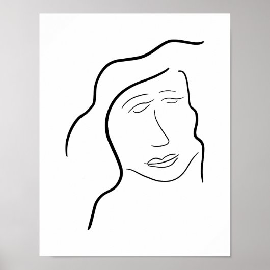 Minimalist Woman Face Sketch for Gallery Wall Poster (Voorkant)