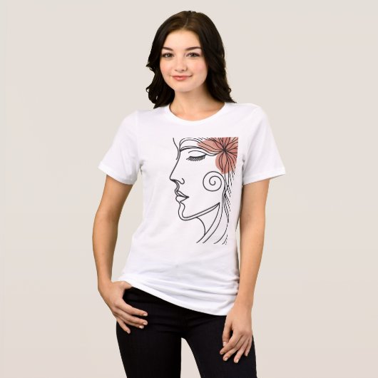 Minimalist Woman’s Face Line Art T-Shirt (Voorkant volledig)