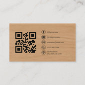 Minimalist Wood Photo with QR Code Social Media Visitekaartje (Achterkant)