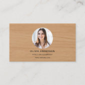 Minimalist Wood Photo with QR Code Social Media Visitekaartje (Voorkant)