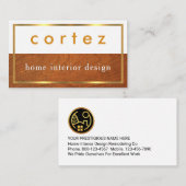 Minimalist Wood Timber Gold Frame Visitekaartje (Voorkant / Achterkant)