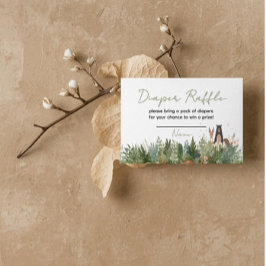 minimalist woodland baby shower diaper raffle card informatiekaartje