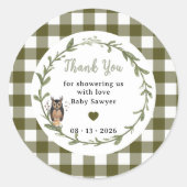 Minimalist woodland baby shower Favor sticker (Voorkant)