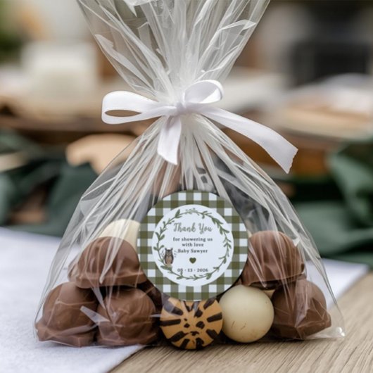 Minimalist woodland baby shower Favor sticker