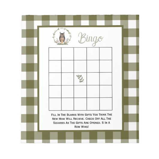 Minimalist Woodland BIngo game Notitieblok (Voorkant)