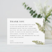 Minimalist Woodland Nature Wedding | Elegant Fern Bedankkaart (Staand voorkant)