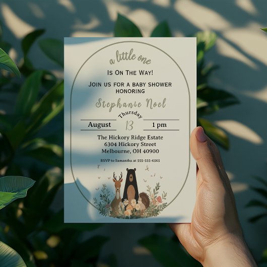 Minimalist Woodland Theme Baby Shower Invitation Kaart