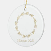 Minimalist Wreath Outline Simple Christmas 2025 Keramisch Ornament (Links)