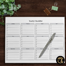 Minimalist Yearly Checklist Notepad Notitieblok