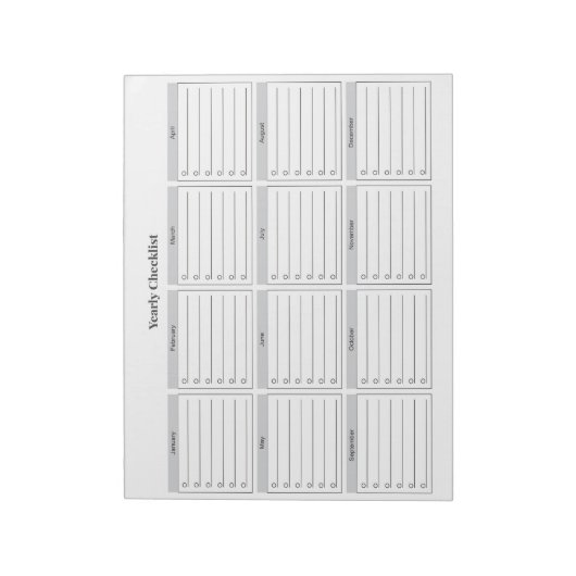 Minimalist Yearly Checklist Notepad Notitieblok (Linkerzijde)