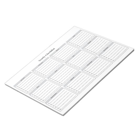 Minimalist Yearly Checklist Notepad Notitieblok (Schuin)
