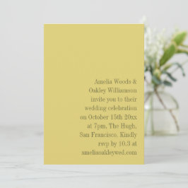 Minimalist Yellow Elegant Stylish Modern Wedding Kaart