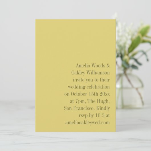 Minimalist Yellow Elegant Stylish Modern Wedding Kaart (Staand voorkant)