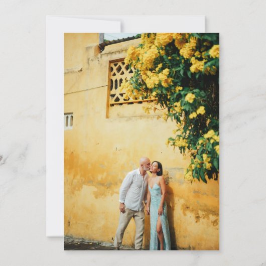 Minimalist Yellow Elegant Wedding Custom Photo Save The Date (Achterkant)