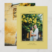 Minimalist Yellow Elegant Wedding Custom Photo Save The Date (Voorkant / Achterkant)