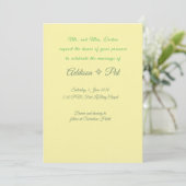 Minimalist Yellow & Sage Green Wedding Invitation Kaart (Staand voorkant)
