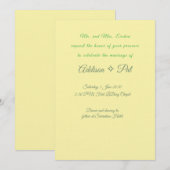 Minimalist Yellow & Sage Green Wedding Invitation Kaart (Voorkant / Achterkant)