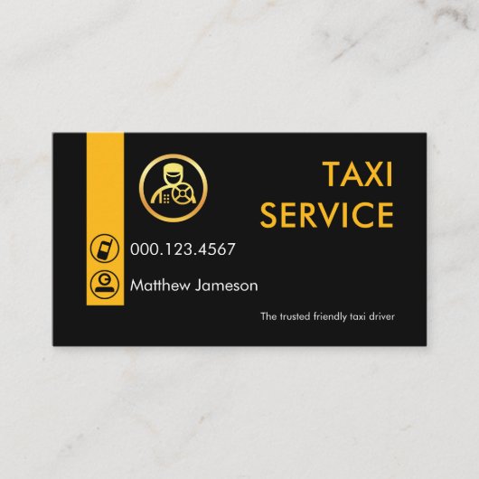 Minimalist Yellow Taxi Driving Tab Visitekaartje (Voorkant)