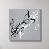 Minimalist Yin Yang Koi Fish Canvas Print (Voorkant)