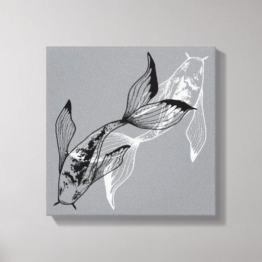 Minimalist Yin Yang Koi Fish Canvas Print (Voorkant)