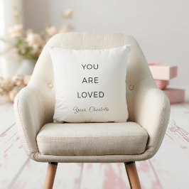Minimalist You Are Loved Neutral Throw Pillow Kussen