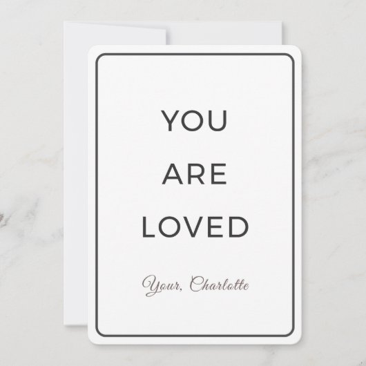 Minimalist You Are Loved Valentine Card Feestdagenkaart (Voorkant)