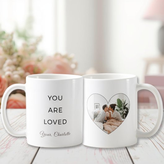 Minimalist You Are Loved Valentine Photo Mug Koffiemok