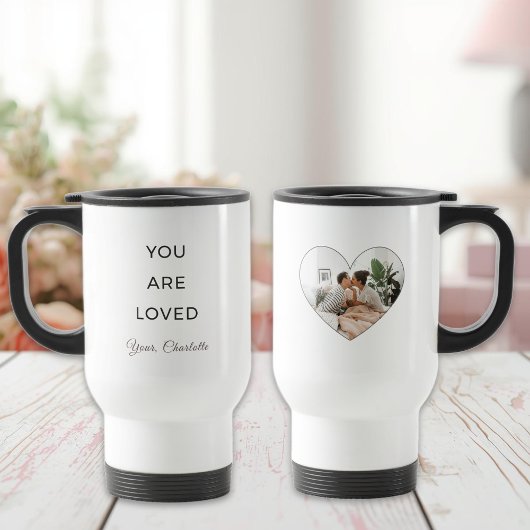 Minimalist You Are Loved Valentine Travel Mug Reisbeker