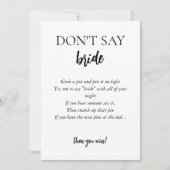 Minimalist Zeg niet bruid spel Kaart (Voorkant)