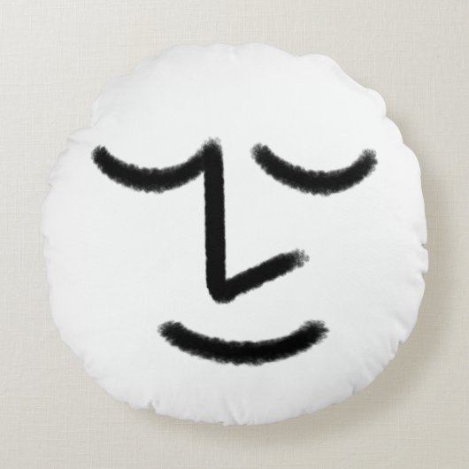 Minimalist Zen Face Throw Pillow Rond Kussen (Voorkant)