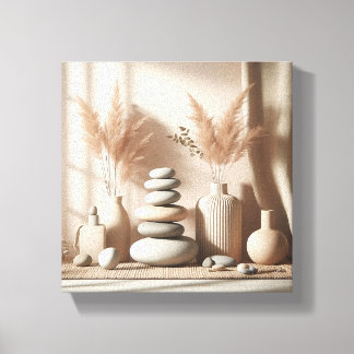 Minimalist Zen Still Life Art - Balanced Stones an Canvas Afdruk