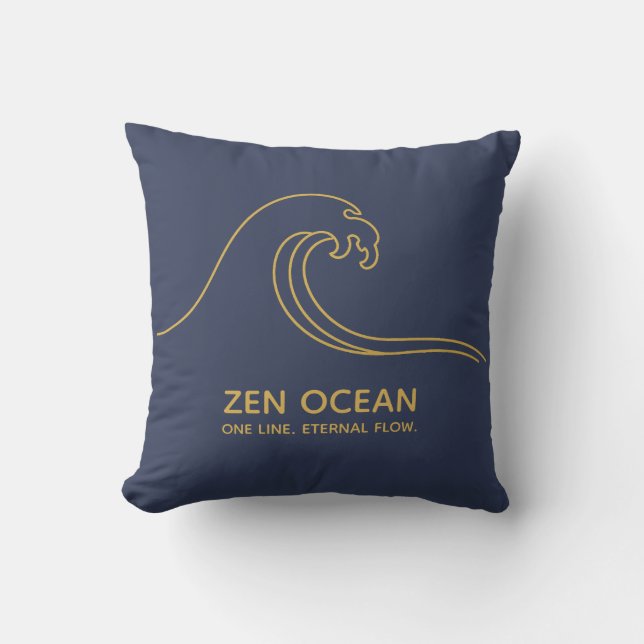 Minimalist Zen Wave - Abstract Ocean Line Kussen (Voorkant)