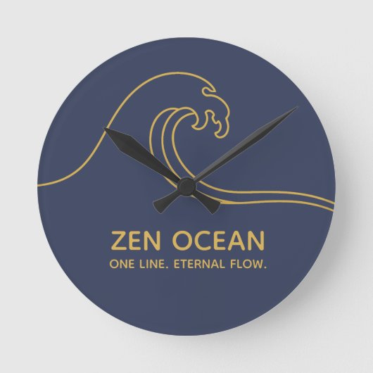 Minimalist Zen Wave | Abstract Ocean Line Ronde Klok (Voorkant)
