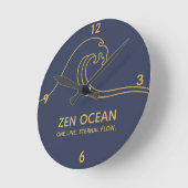 Minimalist Zen Wave - Abstract Ocean Line Ronde Klok (Hoek)