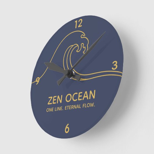 Minimalist Zen Wave - Abstract Ocean Line Ronde Klok (Hoek)